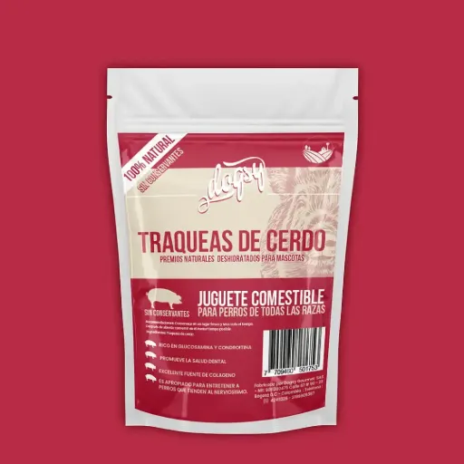 Snack Deshidratado para Perros - Tráqueas de Cerdo (80g)
